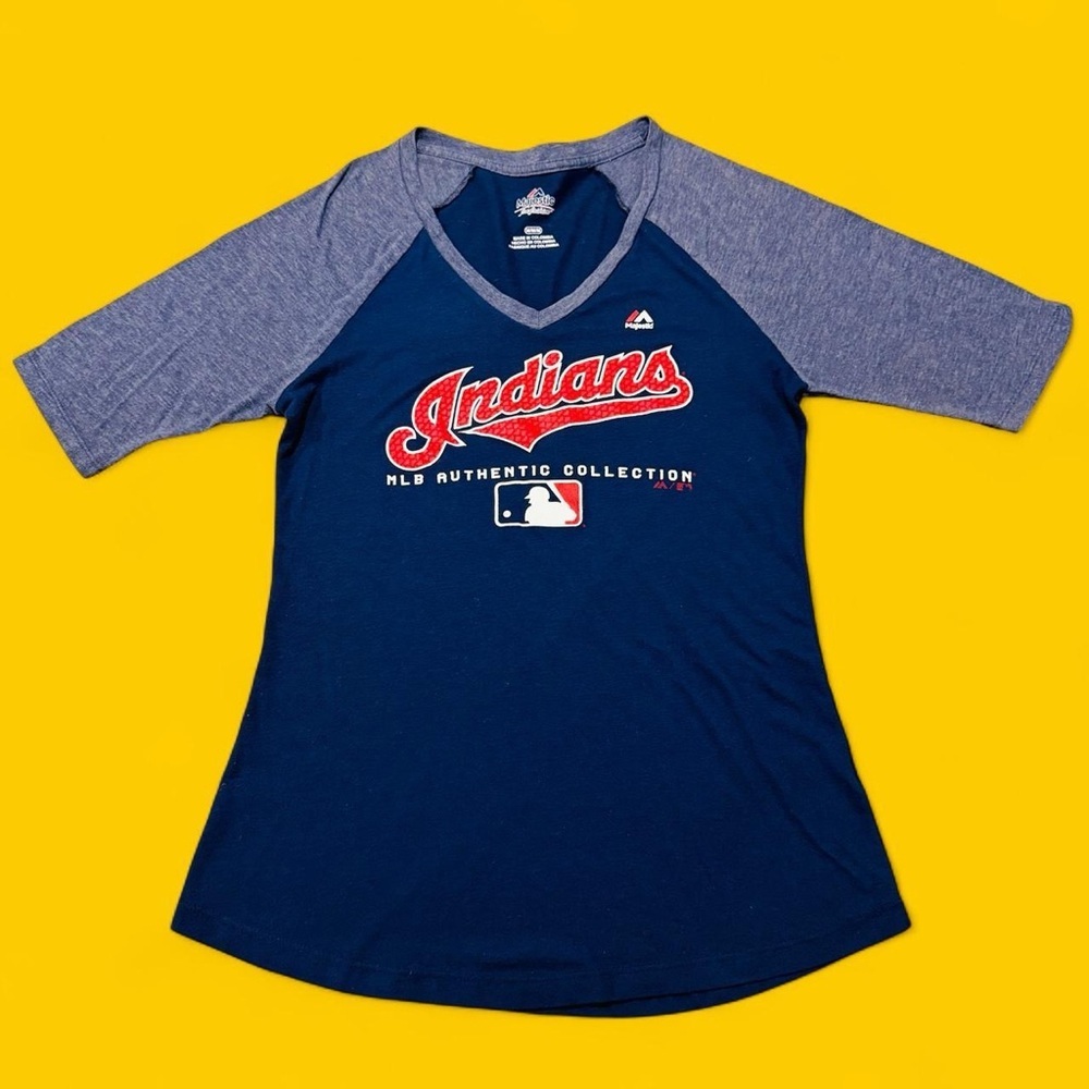 Cleveland Indians MLB Baseball Raglan Short Sleeve Shirt Medium